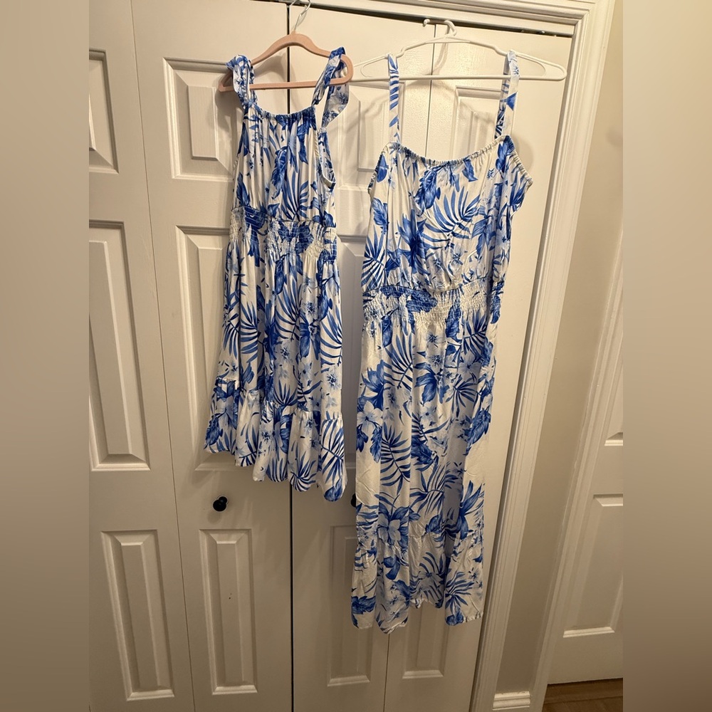 Mommy&Daughter match! Blue and White Floral Dresses. Mom is BNWT